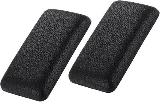 2pcs Car Knee Cushion, Auto Center Console Knee Cushion Soft Leather Car Driver Side Console Knee Support Pad Memory Foam Center Console Interior Accessories Door Armrest Elbow Support(Black Leather)