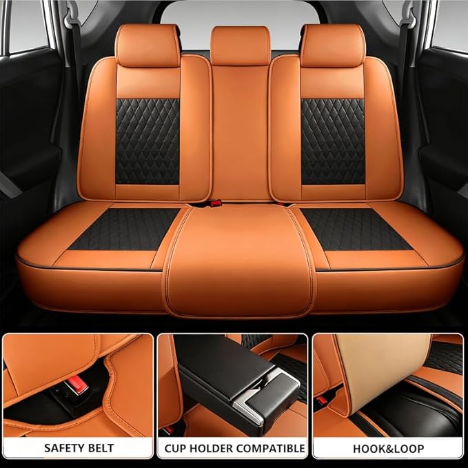 Car Seat Covers Full Set Custom Fit for Buick Century 1997-2005 - Premium Faux Leather with Lumbar Support | Breathable, Waterproof, Anti-Slip, Durable (Black&Brown,Full Set)
