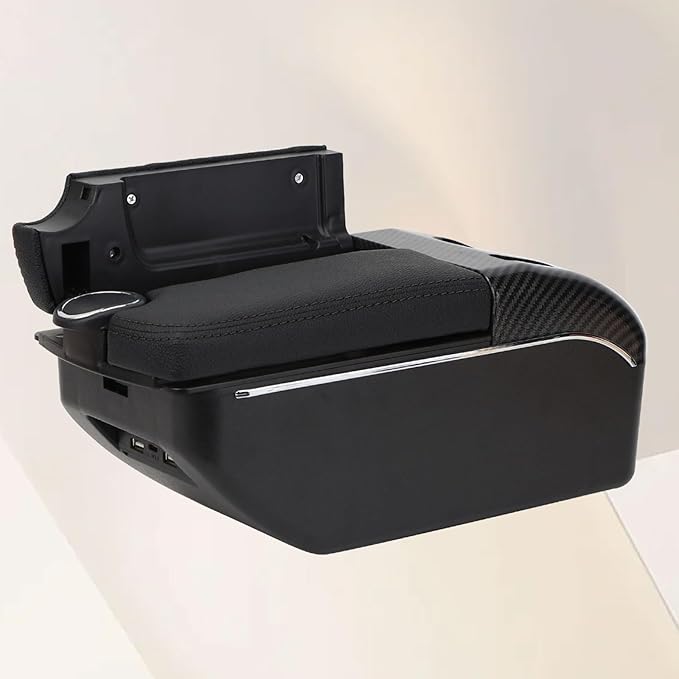 AULPHIKE Compatible with Nissan NV200 Armrest Car Center Console Organizer Armrests Double Door Storage with USB Ports（Black Style）