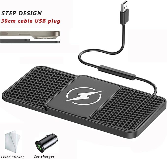 Wireless Car Charger Pad for Mercedes Benz A Class A250e A260 AMG A35 A45, Phone Charging Mat 20W Type C/USB Cordless Non-Slip Charging Station Adapter Center Console