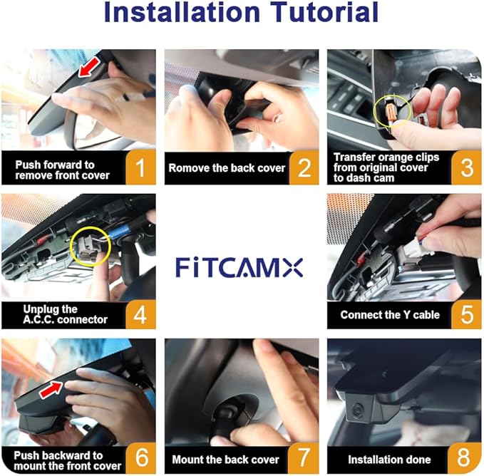 Fitcamx Front 2K+Rear 1080P Dash Cam Adapts for Toyota Highlander 2020-2026 & Highlander Hybrid (Gen4/UX70), OEM Style, Dual HD Video, WiFi & APP, Loop Recording, G-Sensor, Easy to Set, 64GB Card