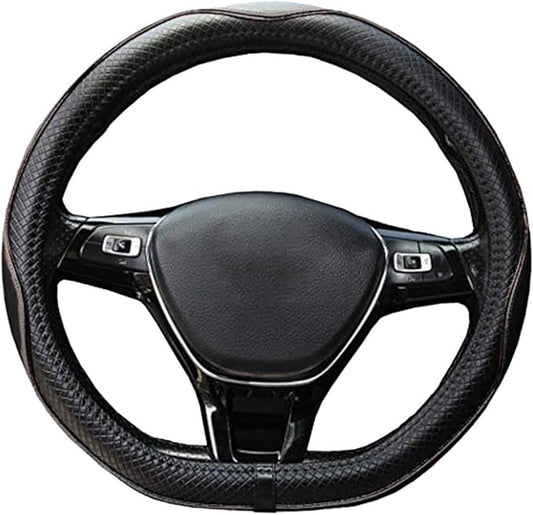 Mayco Bell Flat Bottom Steering Wheel Cover Anti-Slip,Safety,Soft,Breathable,Durable,Full Surround,Comfortable Grip Microfiber Leather (D Shape, Black Gray)