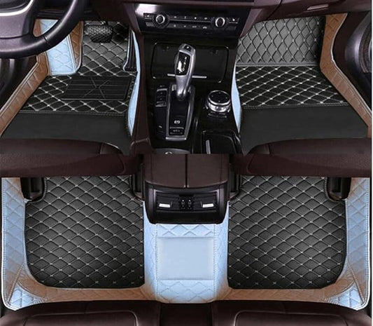 Custome Car Mats Accessories All Weather Floor mats Compatible with Automotive Floor Mats Passenger car mats (White Black)