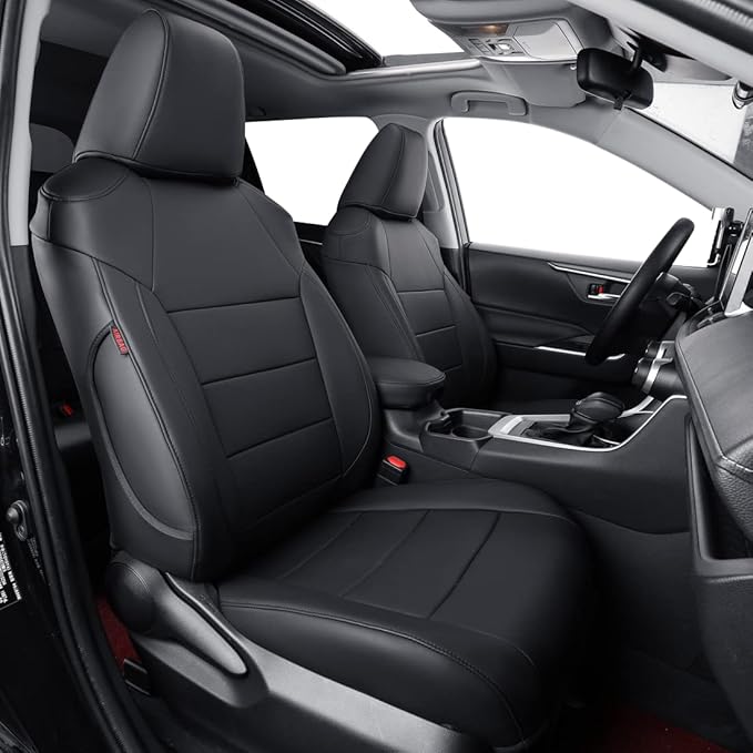 coverdream RAV4 PHEV Waterproof Leather Seat Covers Custom Fit for 2019-2025 Toyota RAV4 Hybrid XSE,Hybrid SE,Prime SE/XSE,Full Coverage,Airbag Compatible,Car Seat Protector (Full Set,Black)