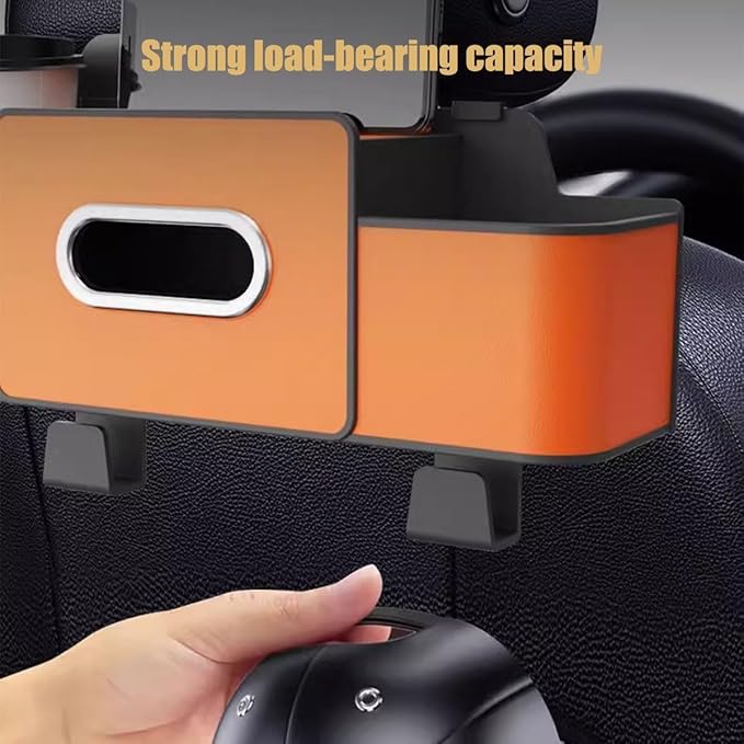 Car Multifunctional Seat Back Waterproof Storage Bag, Multifunctional & Waterproof Car Back Seat Organizer with 2 Cup Holders&Hooks, Hanging Storage Box for Most Cars (2pcs C)