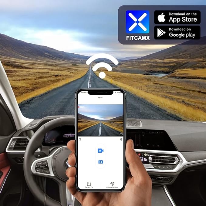 Fitcamx 4K Dash Cam Suitable for BMW 3 4 Series 330i 330e M340i 430i M440i M3 M4 2020-2024 (Model C), OEM Style, 2160P UHD Video, Loop Recording, Built-in WiFi & APP, G-Sensor, Easy to Use, 64GB Card