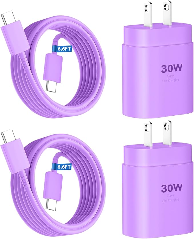 Phone 17 16 15 Charger Fast Charging,30W USB C Phone 17 16 15 Pro Max Charger Block &6.6FT Long Type C Cable Cord for i.Phone 17/Air/17 Pro/17 Pro Max/16/16 Plus/16Pro/16 Pro Max/15/15 Pro Max,Purple