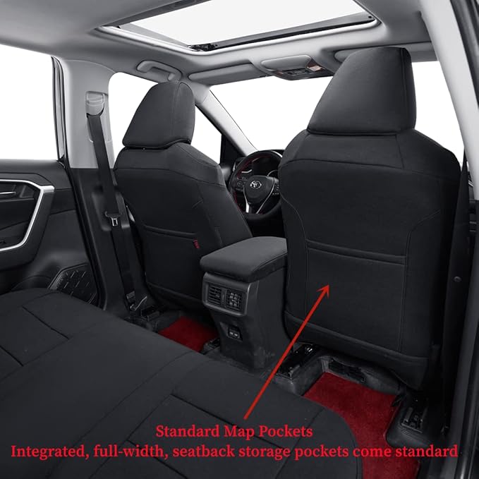 coverdream Custom Fit Seat Covers for Toyota RAV4 Limited,XLE,SE,Platinum,Adventure 2013 2014 2015 2016 2017 2018,Full Coverage Polyester Seat Protector (Full Set,Black)