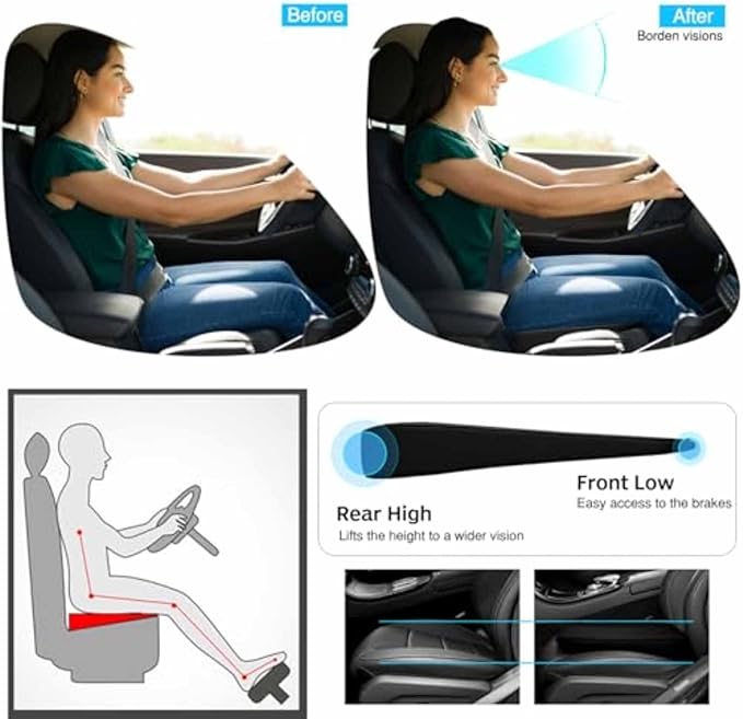Car Seat Cushion for Ford F150(7seats) 2017-2023, Nonslip Driving Comfort and Breathable Lumbar Support Pad Sciatica and Back Pain Relief,Red-8 cm