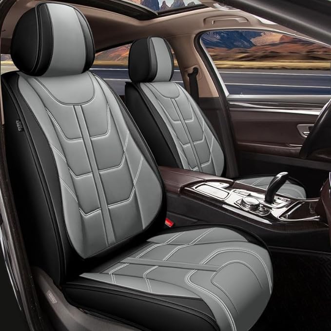 TTX LIGHTING Car Seat Covers fit for Honda HR-V 2016-2026 Front Seat: Premium Leather Automotive Seat Cover with Airbag Compatible Waterproof (2 Seats, Black & Gray)