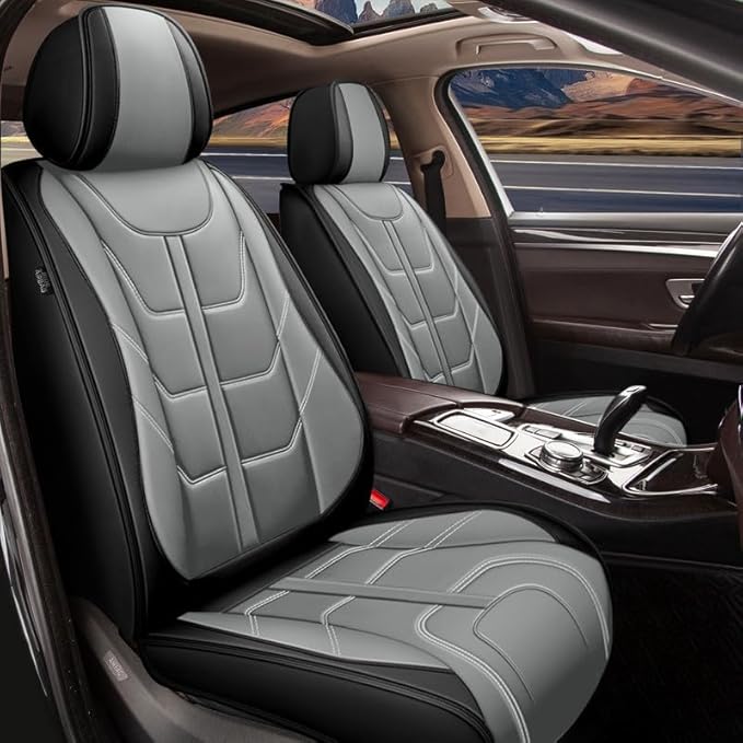 TTX LIGHTING Car Seat Covers fit for Hyundai Sonata 2007-2026 Full Set: Premium Leather Automotive Seat Cover with Airbag Compatible Waterproof (5 Seats, Black & Gray)