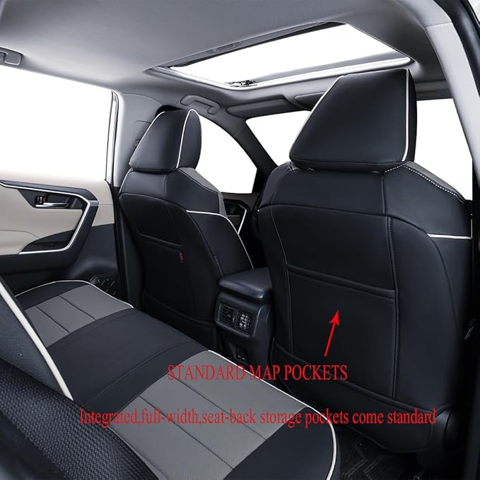 EKR Rav4 Seat Covers Custom Fit for Toyota Rav4 (Hybrid) Woodland/Limited 2026,Waterproof Leather Car Seat Cover Full Set for SUV,Faux Leather(Black/Gray)