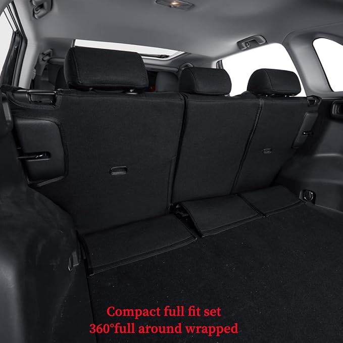 coverdream RAV4 Hybrid Seat Covers Custom Fit for 2019-2024 2025 Toyota RAV4 Hybrid (Not for XSE/SE/Plug-in Hybrid),Full Coverage,Airbag Compatible,Polyester Car Seat Protector(Full Set,Black)