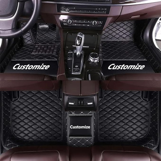 Customize Making Car Floor Mats for 99.99% Sedan SUV Pickup Truck Full Coverage Men Women Cute Leather Protection Pads Non-Slip Floor Liners (Black)