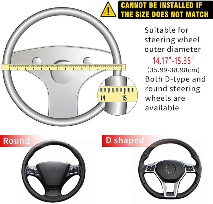 15 inch Car Steering Wheel Cover, Carbon Fiber Microfiber PU Leather Elastic Steering Wheel Protector for Men Women, Anti-Slip Breathable Car Interior Accessories (Red)