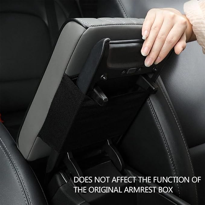 Car Center Console Cover, Memory Foam Leather Vehicle Armrest Seat Box Pad Protector, Comforable Waterproof Automotive Center Middle Cushion Mat Accessories, Universal Fit (Gray)