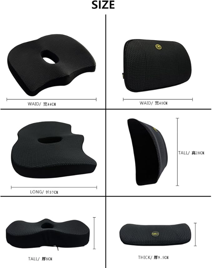 Heightening Wedge Car Seat Cushion Pad for Driving with Comfort Memory Foam, Curved Design Closely Adheres to The Lumbar Spine and Buttocks, Relieving Fatigue Broader Vision (Waist Cushion,Blue)