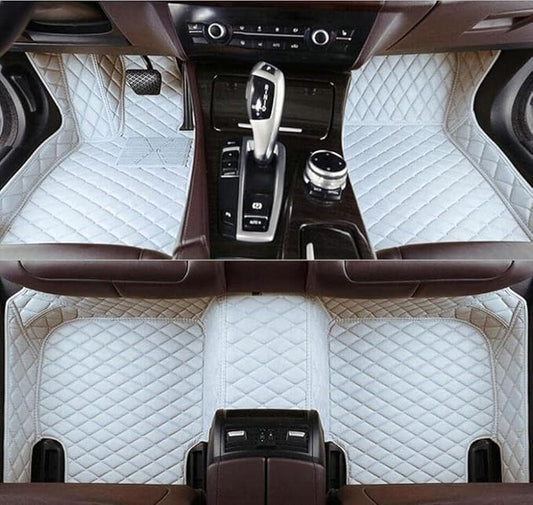 Custome Car Mats Accessories All Weather Floor mats Compatible with Automotive Floor Mats Passenger car mats (White)