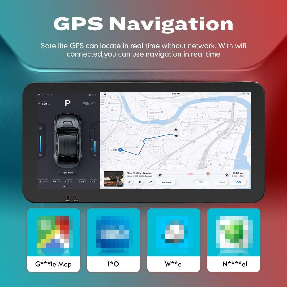 Kunfine Car CarPlay Android Auto Navigation Stereo GPS Radio Reverse Camera Display 10.33" QLED Touchscreen Headunit Tablet Pad Media Player For Peugeot 301 13-22 if Applicable Octa Core 4G+64G Silver