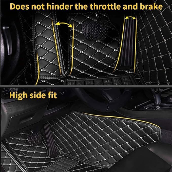 Custom Making Car Floor Mats Compatible for 2000-2025 All Mode Sedan SUV Sports Car Full Coverage Cute Pads Protection Non-Slip Leather Floor Liners (Red+Orange Edge)