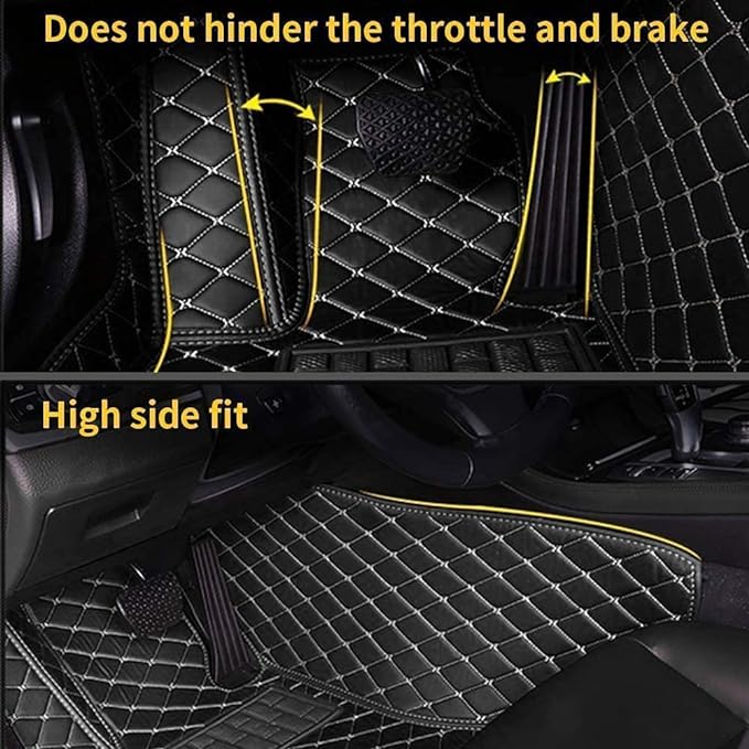 Custom Making Car Floor Mats Compatible for 2000-2025 All Mode Sedan SUV Sports Car Full Coverage Cute Pads Protection Non-Slip Leather Floor Liners (Yellow)