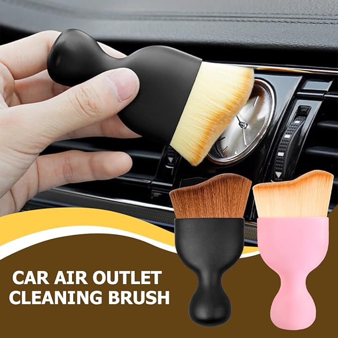 Blilo 2PCS Car Interior Detailing Brush with Dust Cover, Auto Soft Hair Cleaning Brushes, Scratch Free Curved Dirt Collectors, for Vehicle Dashboard Air Conditioner Vents Leather (3 Colors/2PCS)