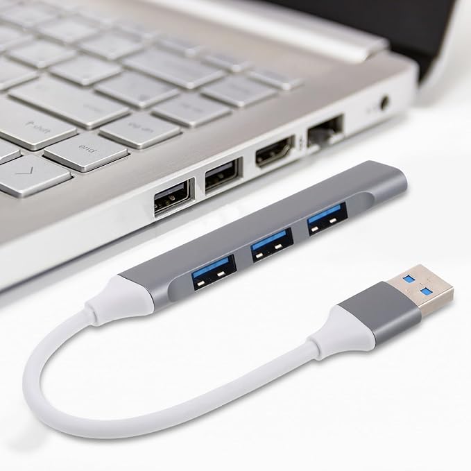 USB Port Hub Multi-Port Expander for Laptop and Pc, Computer USB Desk Hub with Dark Gray Finish and Packaging Box, Compatible with Keyboard Mouse and Car Accessories Expansion
