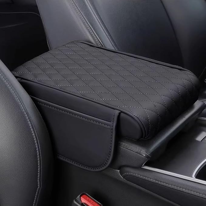 Car Armrest Pad for BMW X3 G01 F25 E83 2003-2019 2020 2021 2022 2023 2024 Leather Armrest Box Mat Center Console Cushion Pad Universal Armrest Seat Box Cover Protector,Black, normal