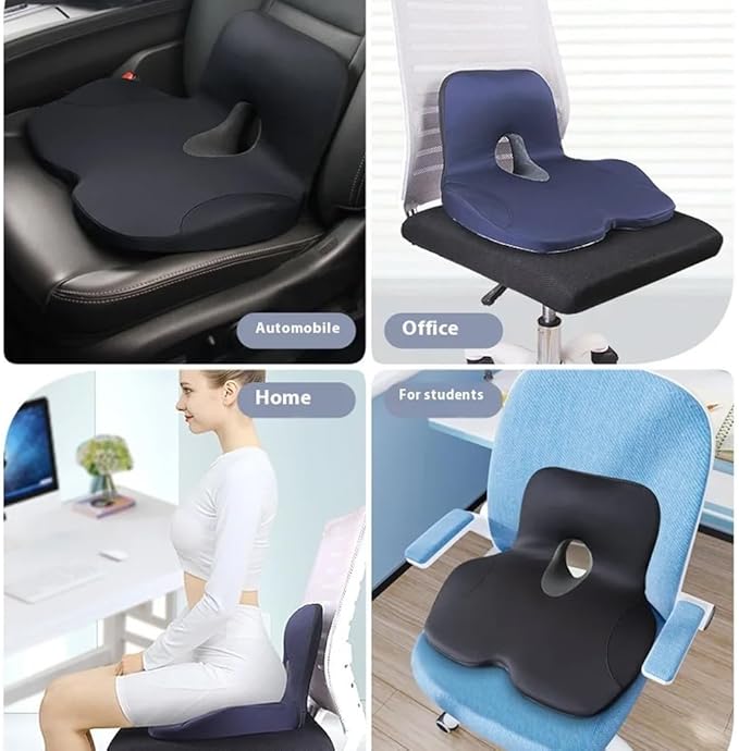 OUTMX Car Seat Cushion for CRV CR V 2023 2024 2025, Memory Foam Seat Cushion with Lumbar Support L-Shaped Ergonomic Non-Slip Pad Tailbone Pain Relief,Blue-Normal