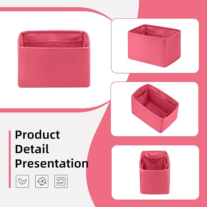 DGAZ Silk Purse Organizer Insert Fits LV Speedy 16/20/25/30/35/40/45 bags，Silky Smooth Bag Organizer，Luxury Handbag & Tote Shaper(Rose lipstick,SP40)