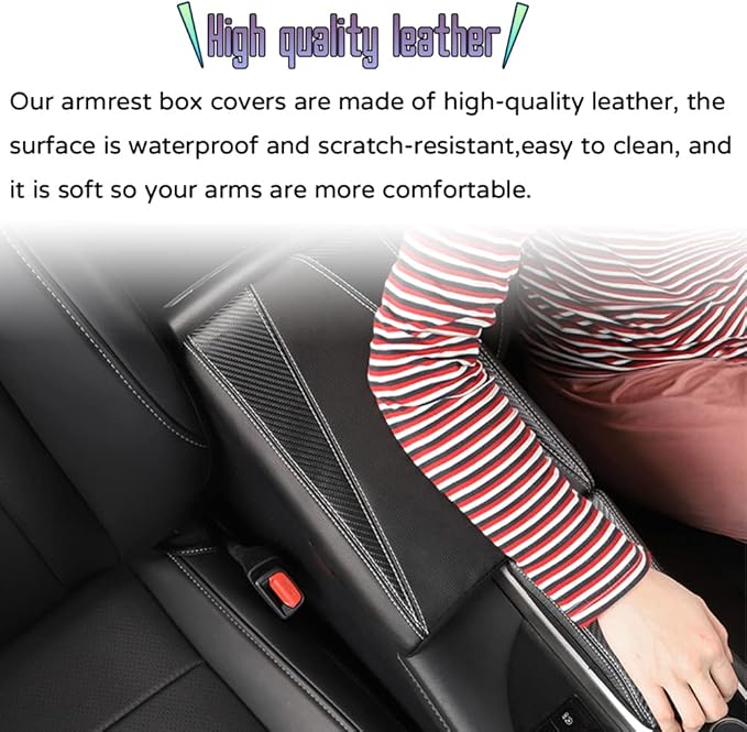 Custom Interior Accessories for Lexus RX 350 350L 450h 450hL 2015-2022 PU Leather Center Console Armrest Box Cover Armrest Cushion Central Armrest Protector Pad(Carbon Fiber Texture)