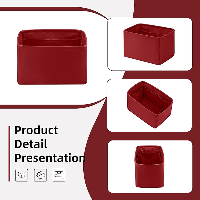 DGAZ Silk Purse Organizer Insert Fits LV Speedy 16/20/25/30/35/45 bags，Silky Smooth Bag Organizer，Luxury Handbag & Tote Shaper（Wine Red，SP45）