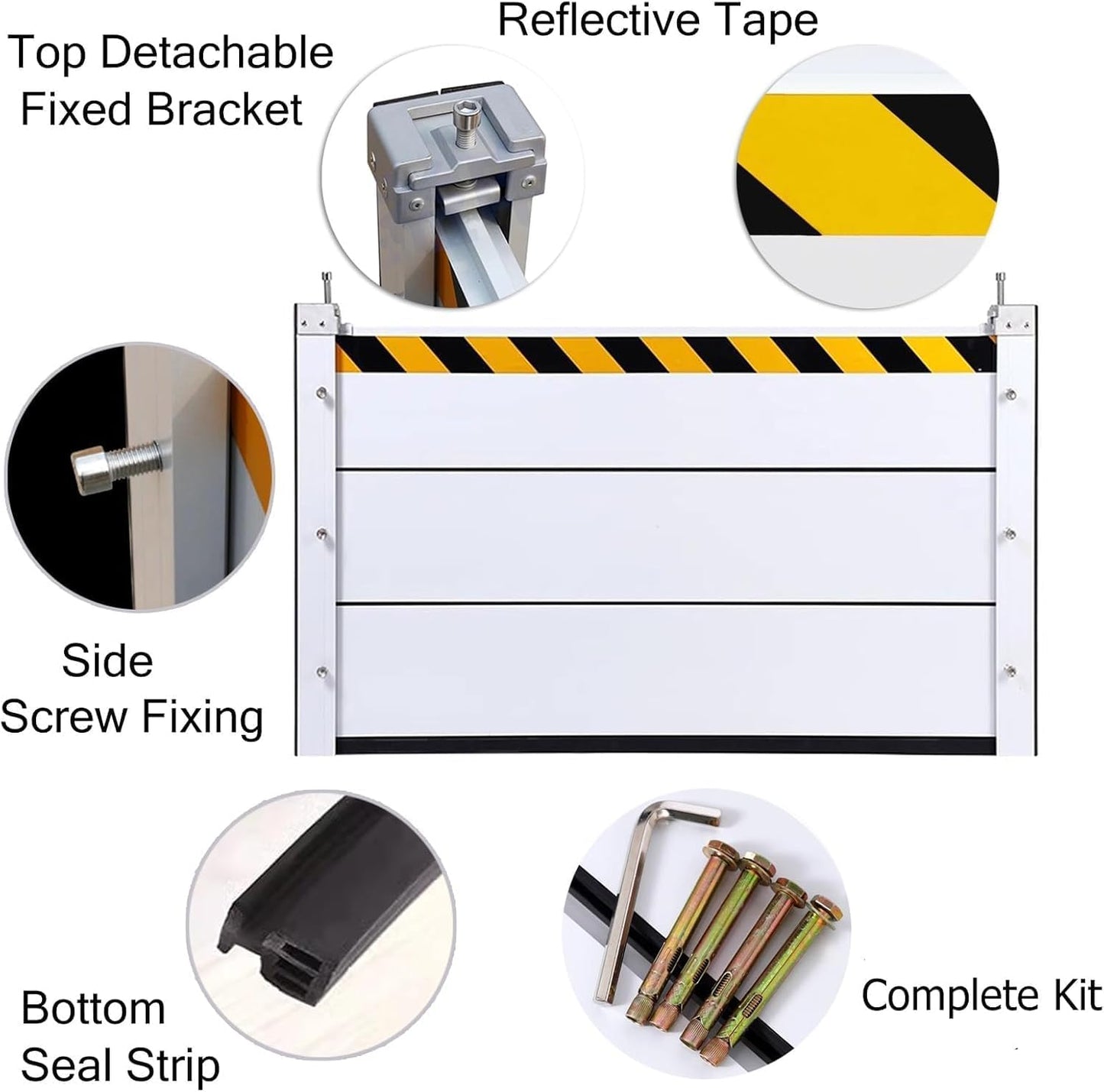 Reusable Heavy Duty Aluminum Flood Barriers for Home Exterior, Flood Protection Barriers Water Barrier Door Quick Detachable Garage Doors Detachable Mobile Rain Water Baffle ( H 55.1 inch L 5FT)