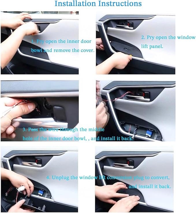 Door Bowl Light Fit for Toyota RAV4 2022 2023 2024 Inner Door Handle Accessories Bowl Shape LED Light Ambient Light Interior 4 pcs (White)