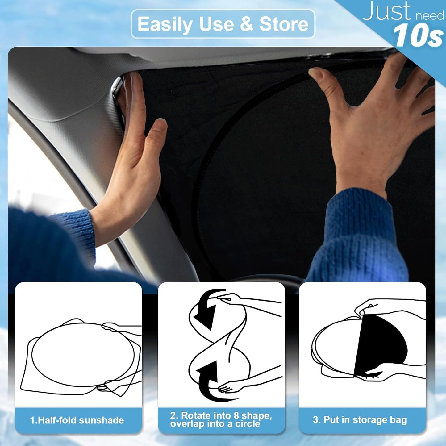Custom Fit Sunshade for Elantra Windshield Sun Shade for 2021-2024 2025 2026 Hyundai Elantra Accessories Heat Insulation and Cooling Front Window Cover for Windshield for Elantra Interior Protection