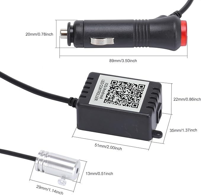 USB Car Ambient Lighting Optic Fiber 64 Colors Music Sound Active with APP Control Car Decorative Atmosphere Lighting Kit DC 12V 1W 3m with QC 3.0 car Charger