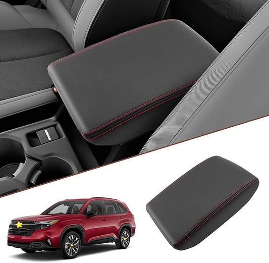 SKTU 2025 2026 Forester Center Console Cover for 2025 2026 Subaru Forester (Base/Premium/Sport/Limited/Touring) Armrest Cover Subaru Forester 2025 2026 Accessories Console Cushion (Red Line)