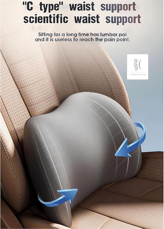 Car Headrest & Lumbar Support Cushion for Subaru Forester SK 5.Gen 2019-2022, Ergonomic Memory Foam Pillow Adjustable Strap Removable Cover Relieve Neck Back Pain Driving Seat, Blue