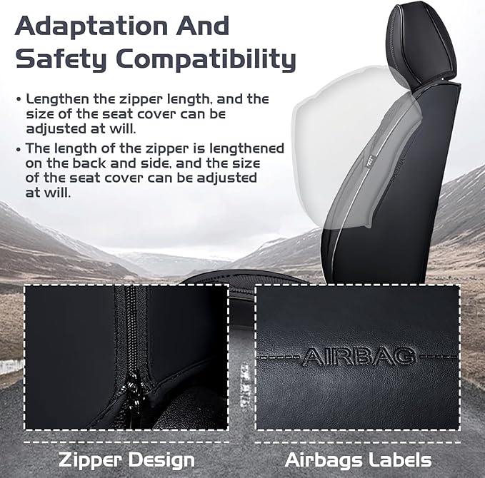 Truck Seat Covers for Ram 1500 2009-2026, Waterproof Premium Leather Full Coverage Car Seat Cover, Muscle Sport Style Auto Interior Seat Cover Sets (Front Set/Black)