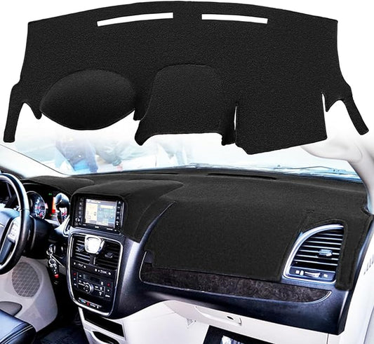 Dash Cover Mat Custom Fit for Dodge Grand Caravan/Ram C/V Tradesman/Chrysler Town Country,Dashboard Cover Carpet Pad Cap Protector Without Headlight Sensor (Black) Y08