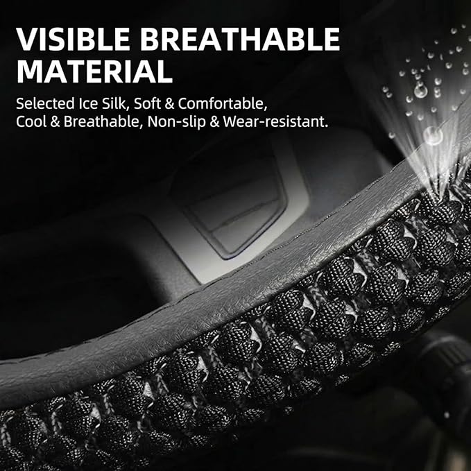 Size 16-20 Inch Ice Silk Ventilation Multi-Style Comfy Grip Steering Wheel Cover for Truck, Bus, Big Rig Trucker,SUV， Anti-Slip Design 16-20 Inch (Gray, 19)