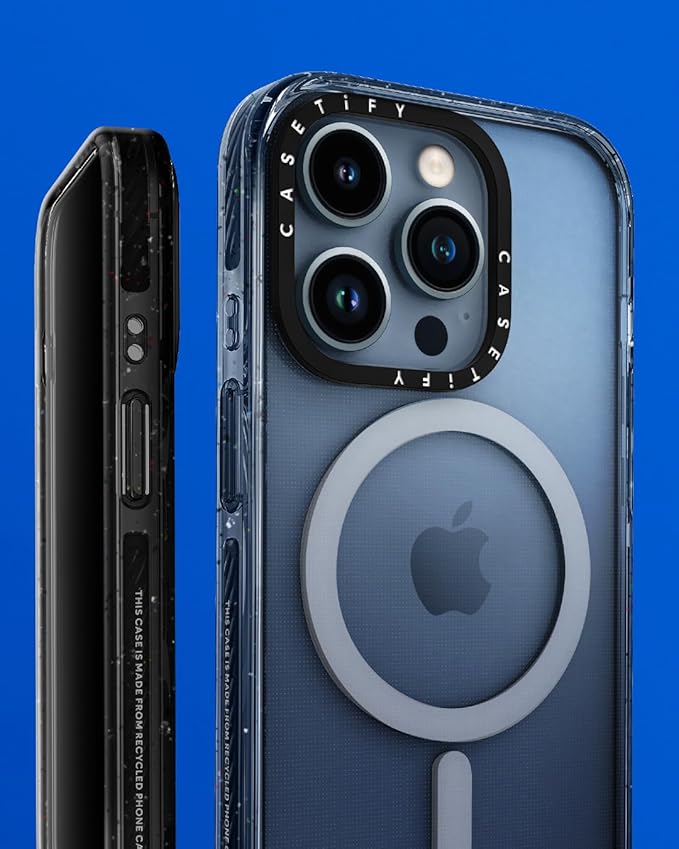 CASETiFY Impact iPhone 15 Pro Max Case [4X Military Grade Drop Tested / 8.2ft Drop Protection/Compatible with Magsafe] - Cat Prints - Calculating... - Clear Black