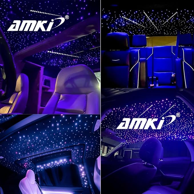 AMKI 300pcs 0.03in 9.8ft Twinkle Starlight Headliner Kit, Updated 2 in 1 Twinkle+Meteor Fiber Optic Light Box RGBW Sound Activated Mode for Car& Home Decoration, 180pcs Pure White Shooting Star