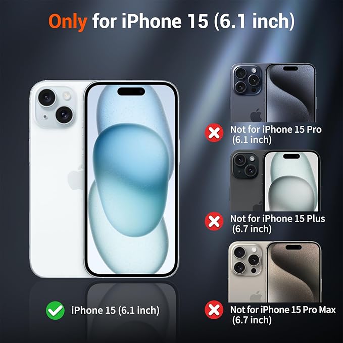 SUPFINE Magnetic for iPhone 15 Case with Screen Protector (Compatible with MagSafe) (Military Grade Drop Protection) Translucent Matte Shockproof Phone Cover,Dark Blue