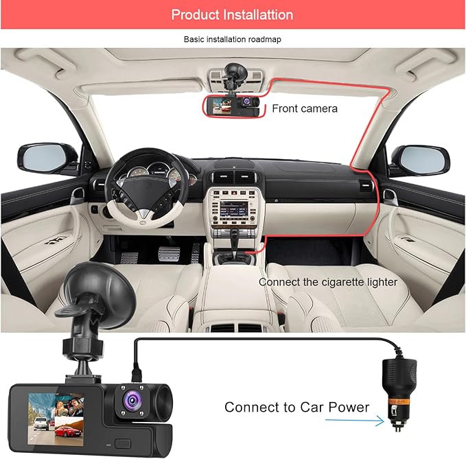 WiFi 1080P Dual Dash Camera for Car Front and Inside Dashcam Car Security Video Recorder,170°Wide Angle Vehicle Cam,WDR,G-Sensor,Loop Recording,Night Vision (WiFi Dual Dash Cam with 32G Card)