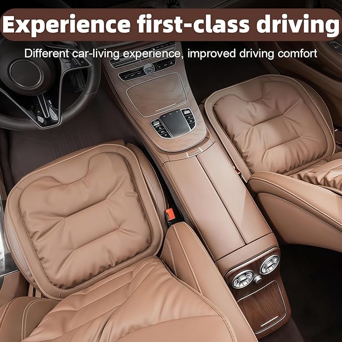 Car Seat Cushion, 2025 New Skin-Friendly Leather Seat Cushions, Breathable Dirt-Repellent Memory Foam Pad for Most Auto & Office Chairs (Black)