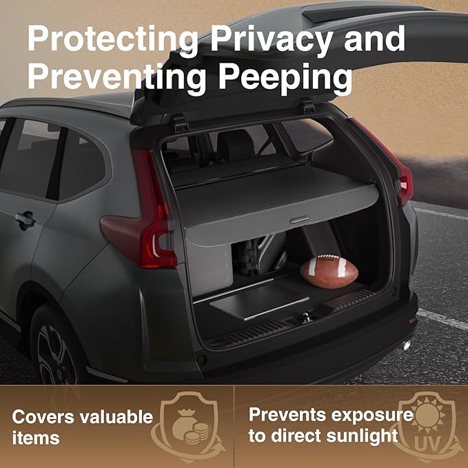 Trunk Cargo Cover for Honda CRV 2026-2023, Anti - Peeping Retractable Security Shade for Privacy, Carbon Fiber Texture, CRV Accessories