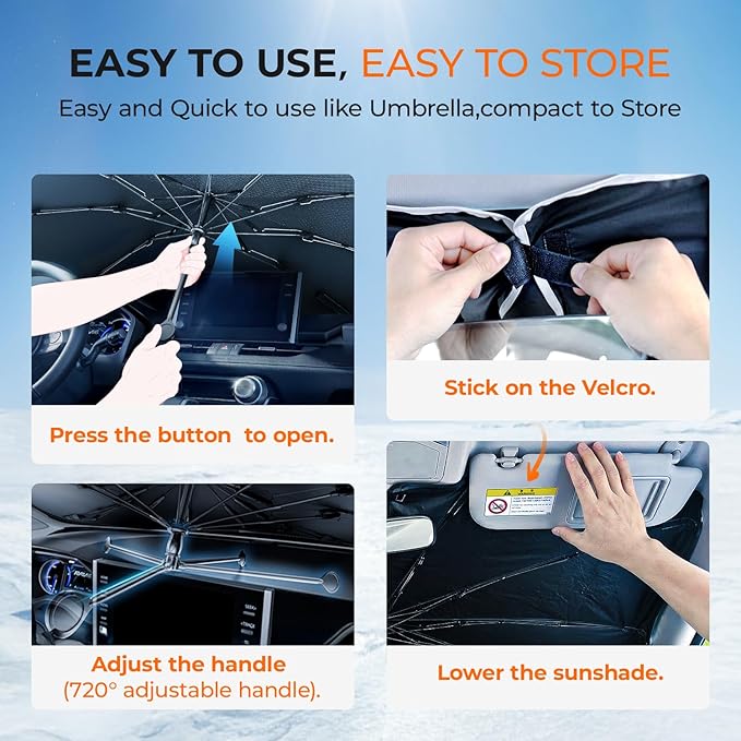 Windshield Sun Shade Umbrella for Toyota Tacoma Accessories 2016-2025 2026, UV Block Tacoma Sun Shade for Car Windshield, Heat Shield Truck Sunshade for Tacoma Front Windshield Cover.