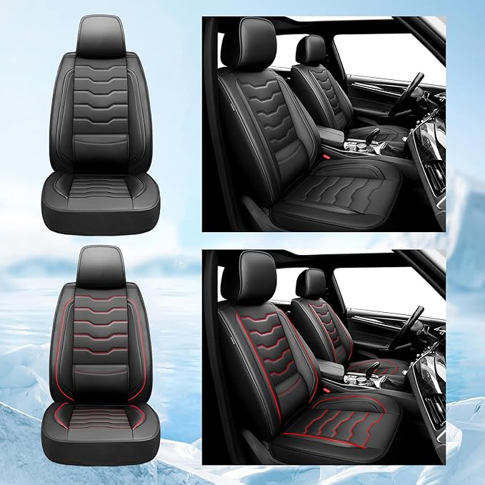 Fit Sonata Car Seat Covers Premium Leather for Hyundai Sonata 2007-2025 2026. Waterproof， Breathable, Scratch-Resistant & All-Weather Seat Cushion Protector（Front Seat,Black
