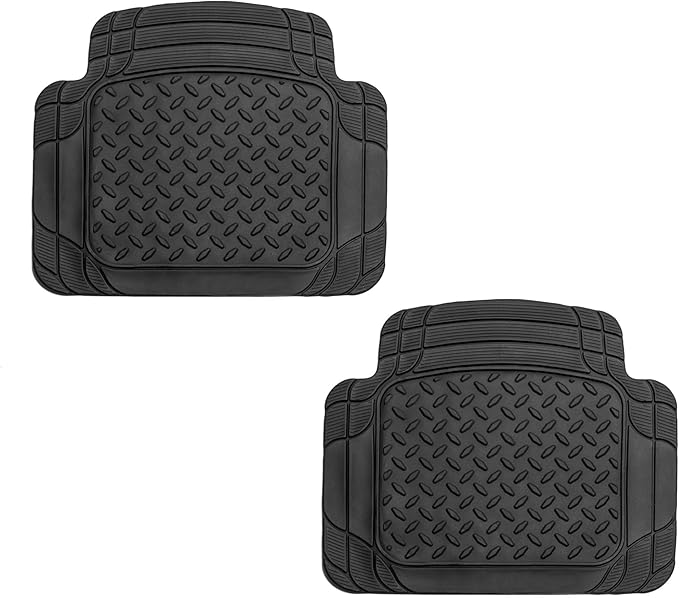 FH Group Automotive Floor Mats - Heavy-Duty Footprint Design Rubber Floor Mats for Cars, Universal Fit Full Set, Climaproof Floor Mats, Trimmable Floor Mats for Most Sedan, SUV, Truck Floor Mats Gray
